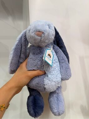 Jellycat Patchwork Blue Bunny Plush - Soft Two-Tone Blue Rabbit